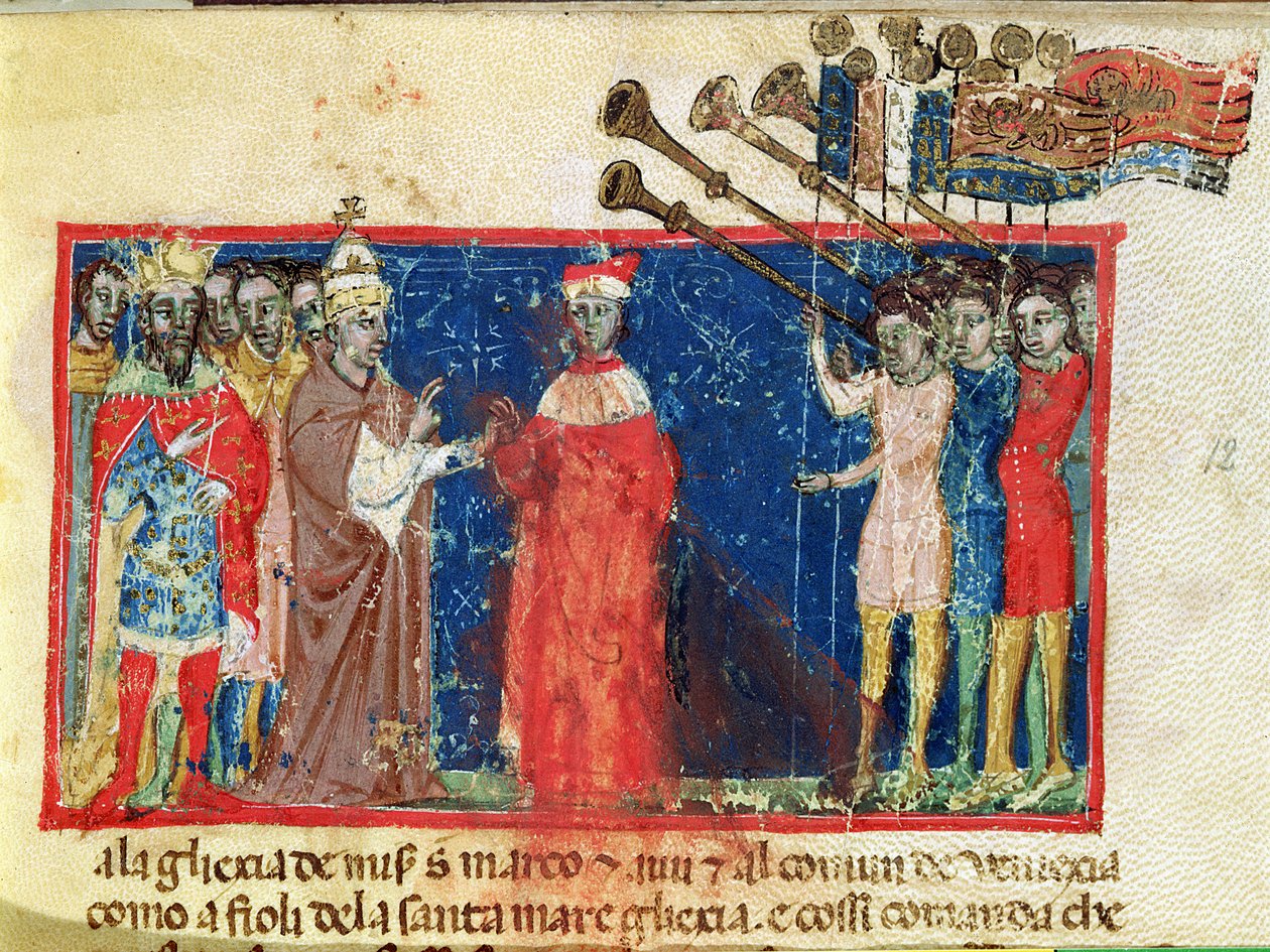 Codex Correr I 383 Doge Sebastiani Ziani reçoit une pétition du Pape Alexandre III et de l