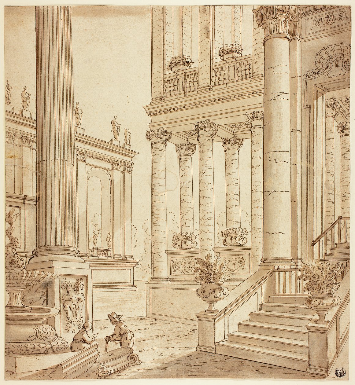 Portique à colonnades - Italian School