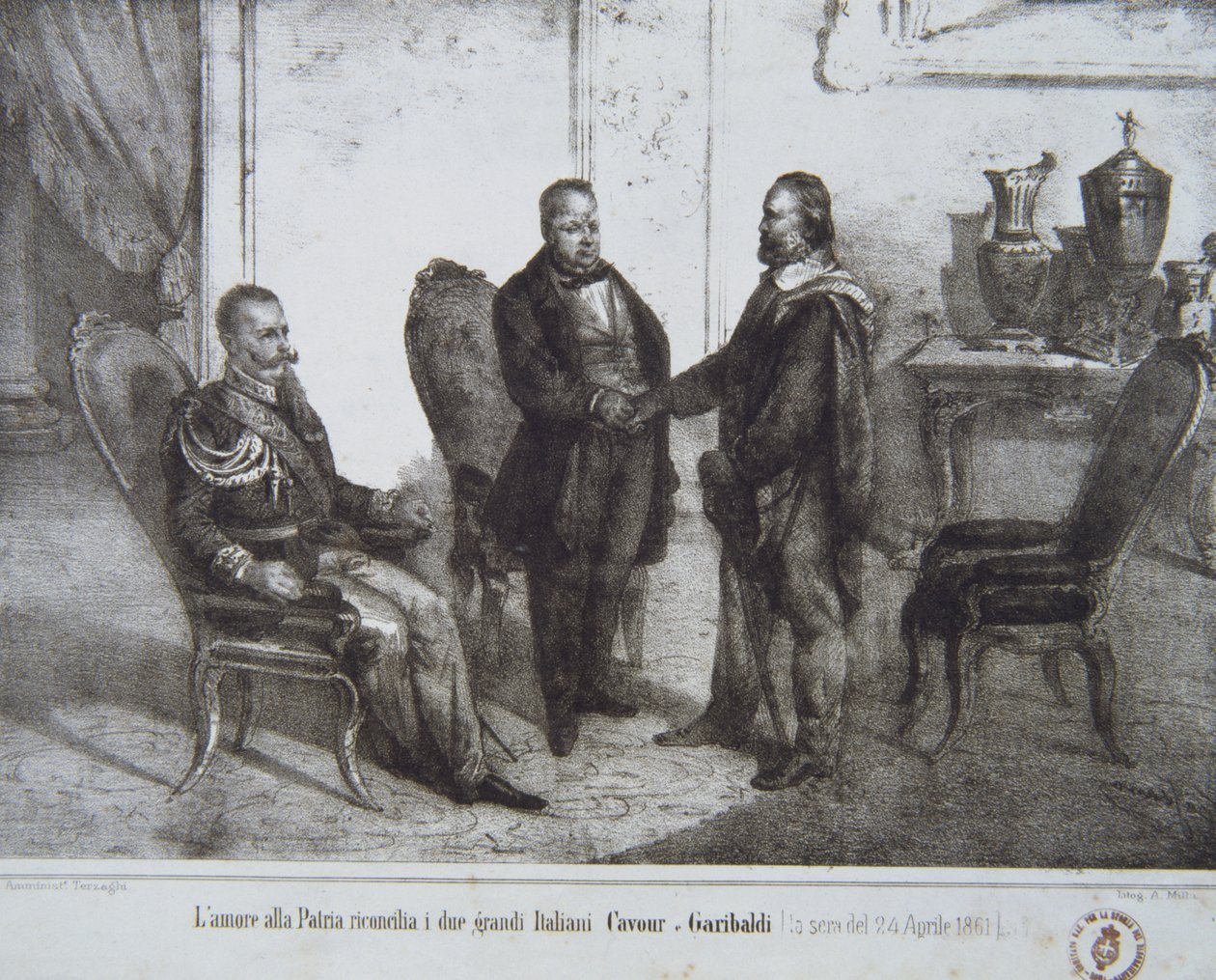 Conseil entre Garibaldi et Cavour le 24 avril 1861 - Italian School
