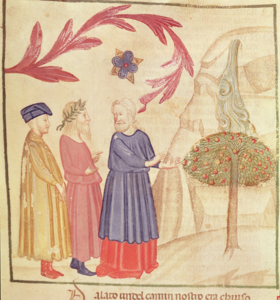 Dante et Virgile (70-19 av. J.-C.) dans le Paradis Terrestre, de La Divine Comédie de Dante Alighieri (1265-1321) - Italian School