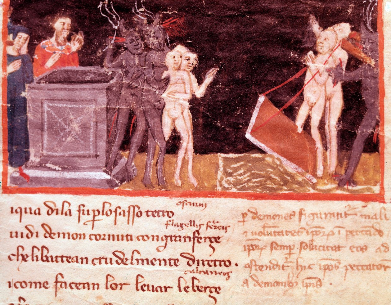 Dante et Virgile entourés des proxénètes et séducteurs (chant 18 de l