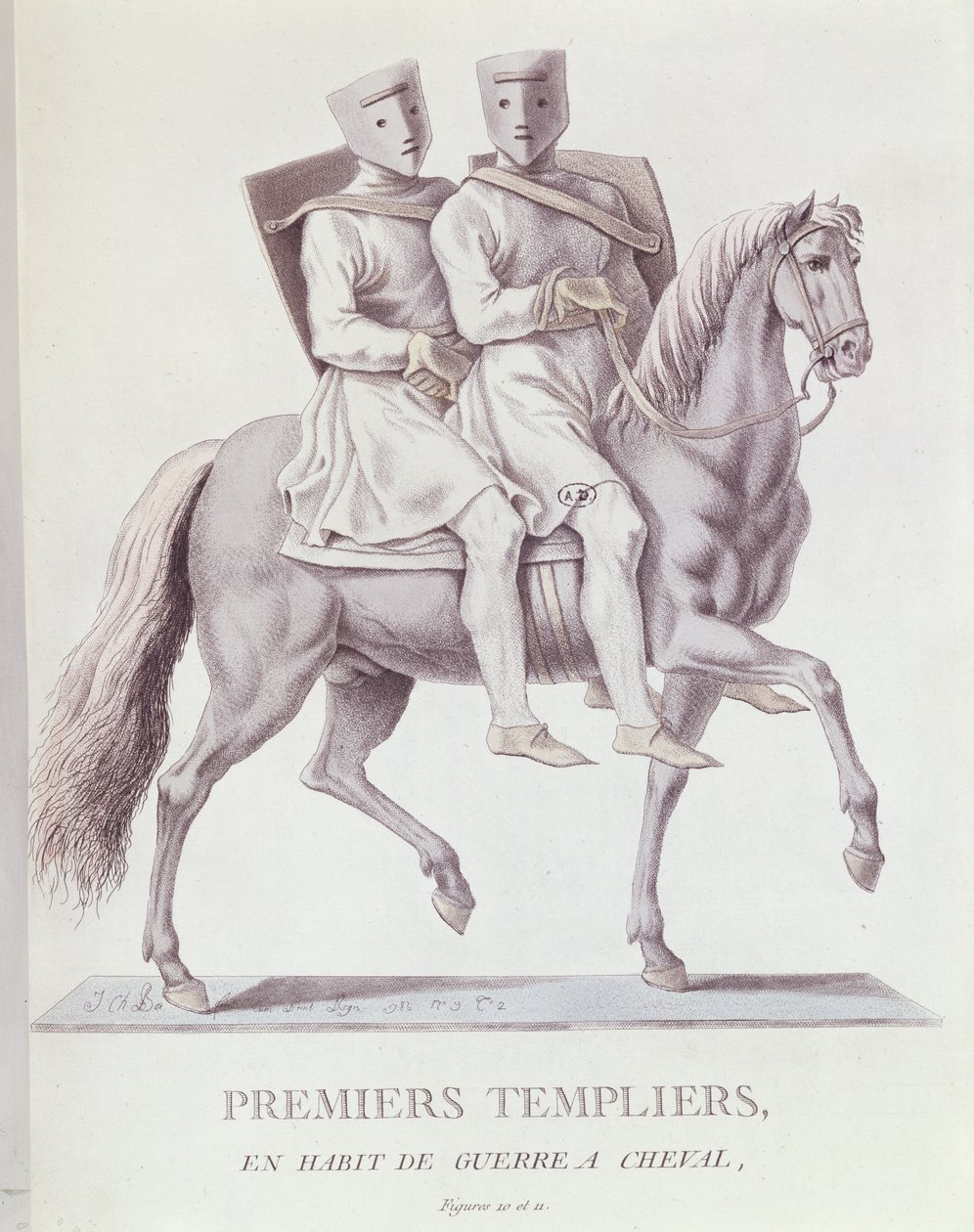 Premiers Chevaliers Templiers en tenue de combat, 1783 - Italian School