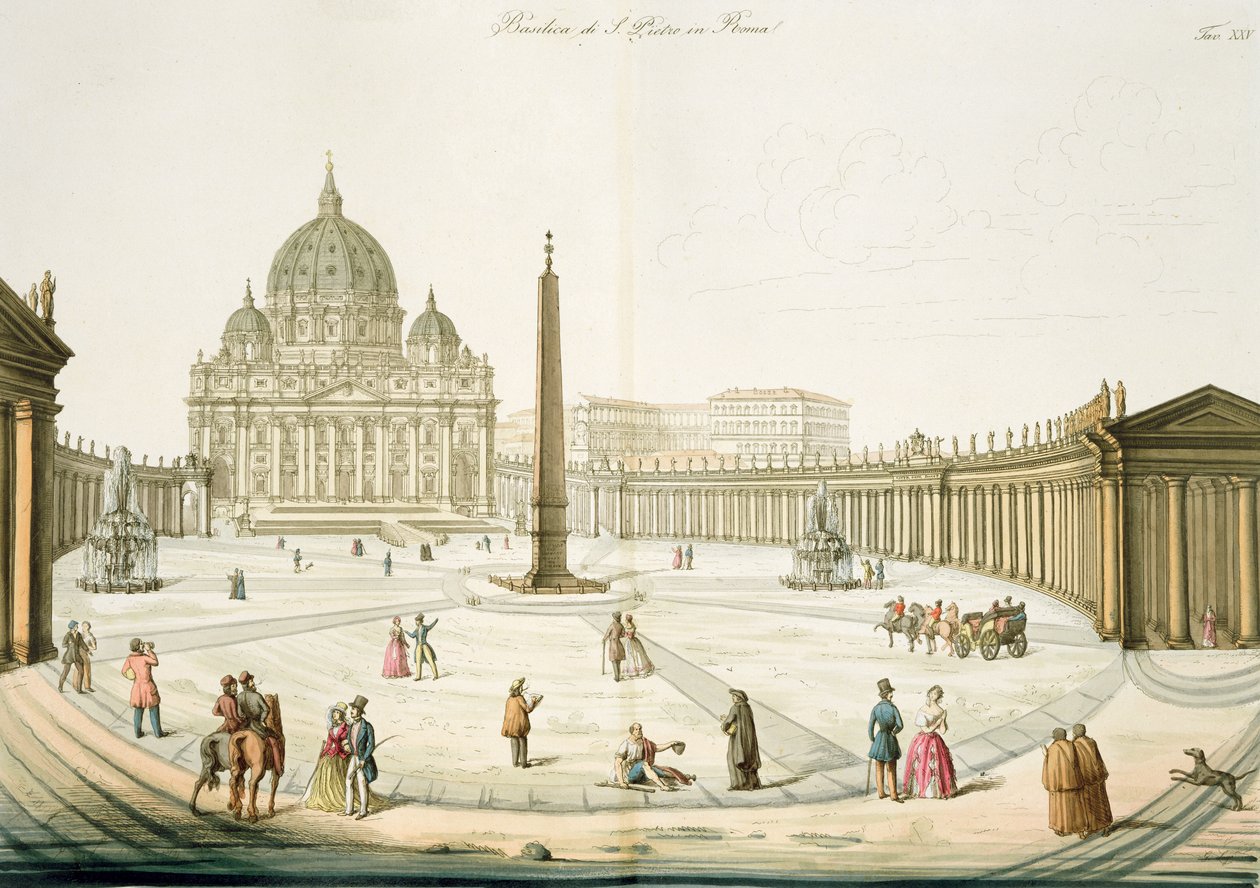 Façade de Saint-Pierre à Rome avec la place devant, planche 25 de la partie III de L
