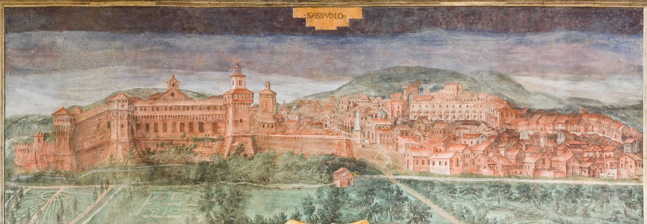 Fiorano modenese, château de Spezzano, salle des vues : vue de Sassuolo - Italian School