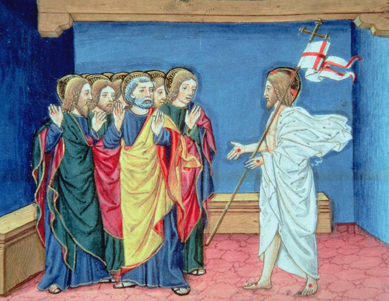 Le Christ ressuscité montre aux disciples ses mains et la plaie de son côté - Italian School