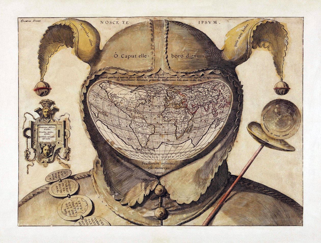 Carte du monde en forme de bonnet de fou, c.1590 (gravure) - Italian School