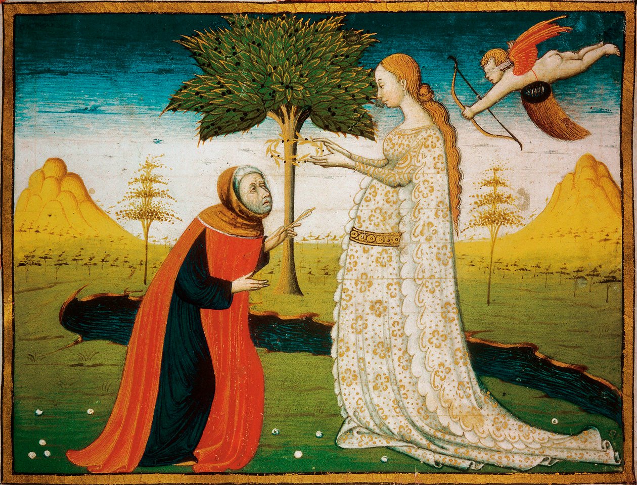 Laura de Noves couronnant le poète Francesco Petrarca - Italian School