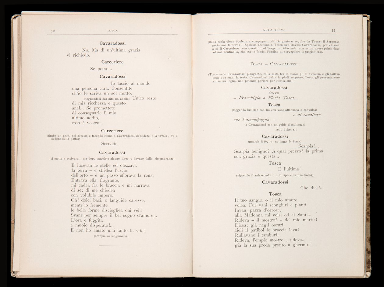 Libretto della Tosca par Giacomo Puccini, Édition Ricordi, Italie - Italian School