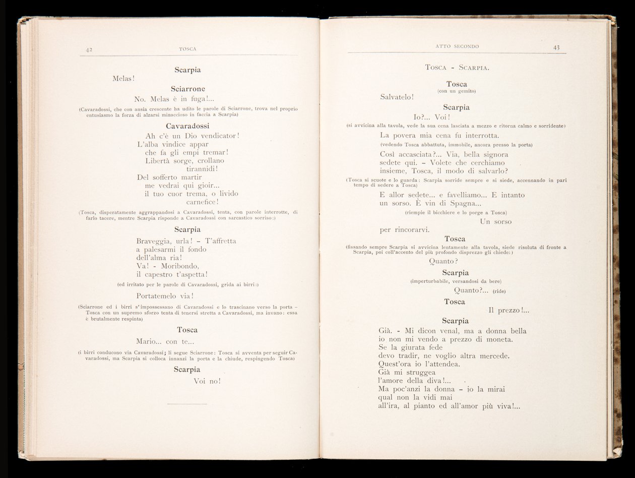 Libretto de Tosca, Édition Ricordi, Italie - Italian School