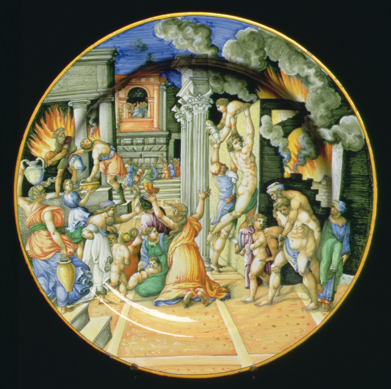 Assiette en majolique représentant l