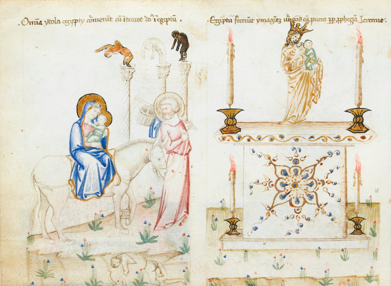 Ms 43-1950 fol.3v La Fuite en Égypte, du Speculum Humanae Salvationis - Italian School