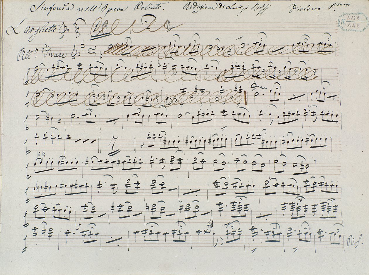 Partition musicale pour Poliuto de Donizetti (encre sur papier) - Italian School
