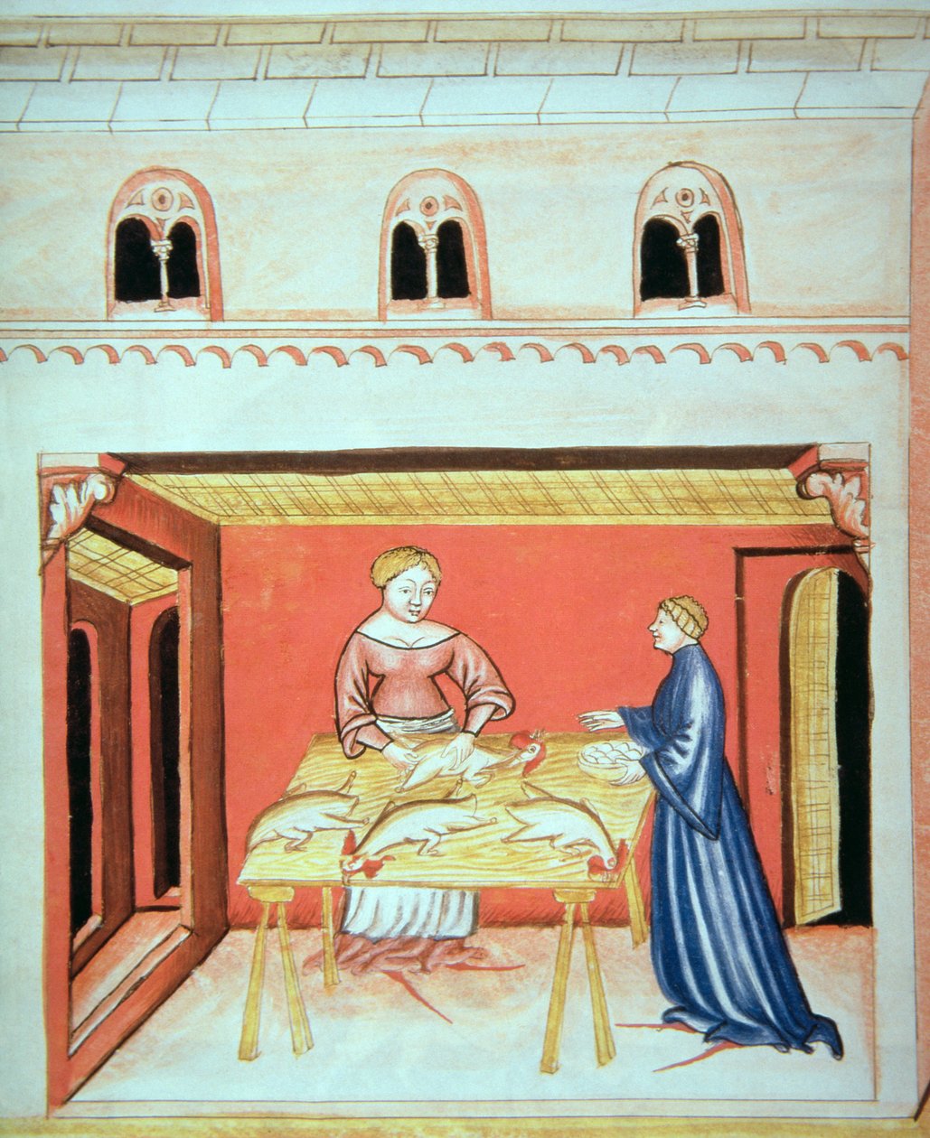 Les bouchers : Retrait des testicules, de Tacuinum Sanitatis - Italian School