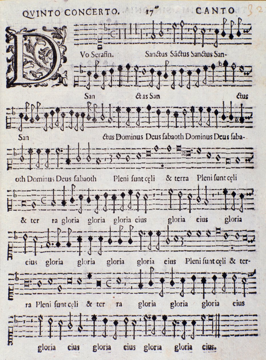 Page de la partition musicale du Concerto 5 dans « Canzoni alla francese » d