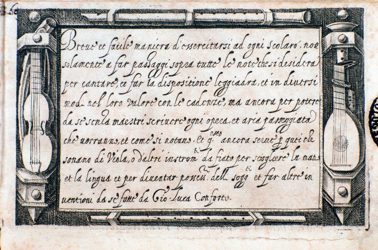 Page tirée de Breve e facile maniera di esercitarsi par Giovanni Luca Conforti - Italian School