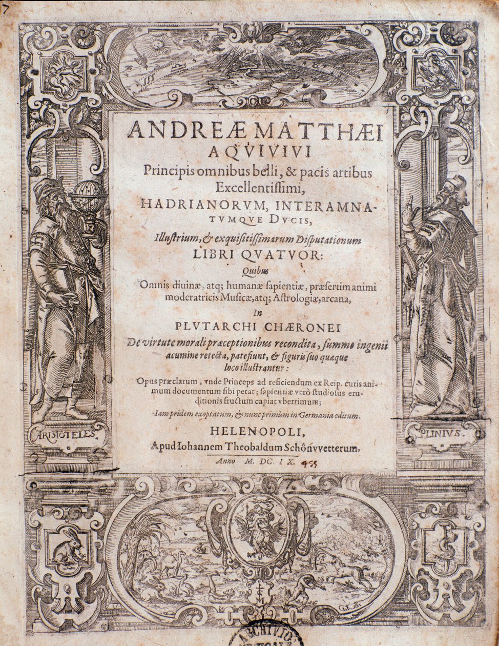 Page tirée de Principi omnibus belli par Andrea Matteo Acquaviva - Italian School