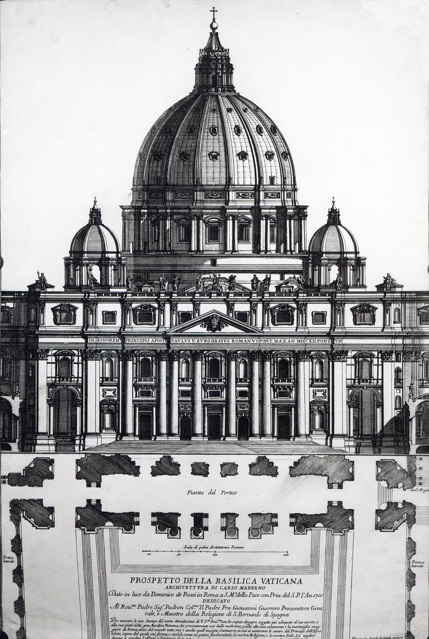 Plan de Saint-Pierre, Rome, gravé par Alessandro Specchi - Italian School