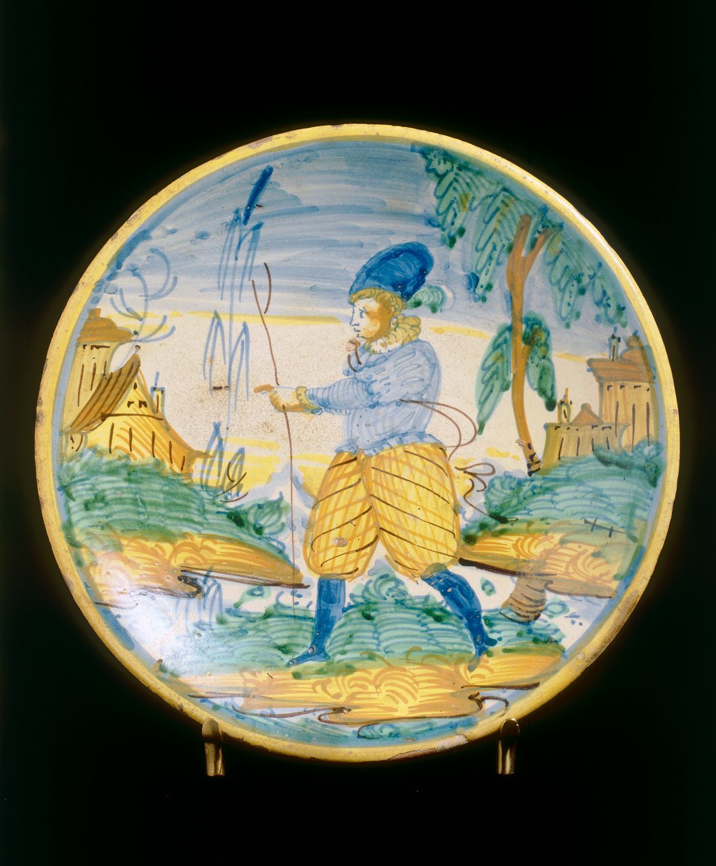 Assiette avec une jeune figure, manufacture de Montelupo - Italian School