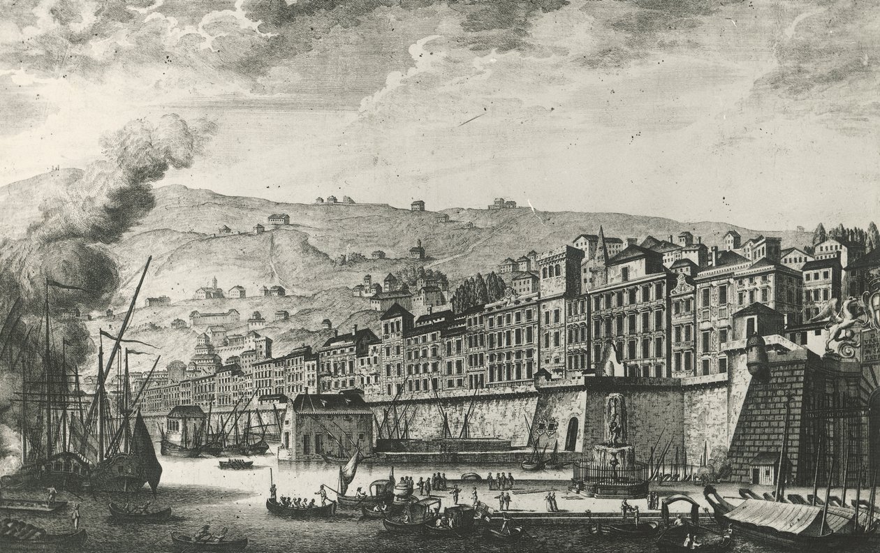 Ponte Reale à Gênes, gravure, Italie - Italian School