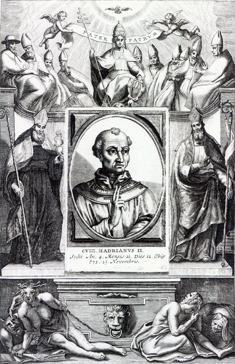 Pape Adrien II (gravure) - Italian School