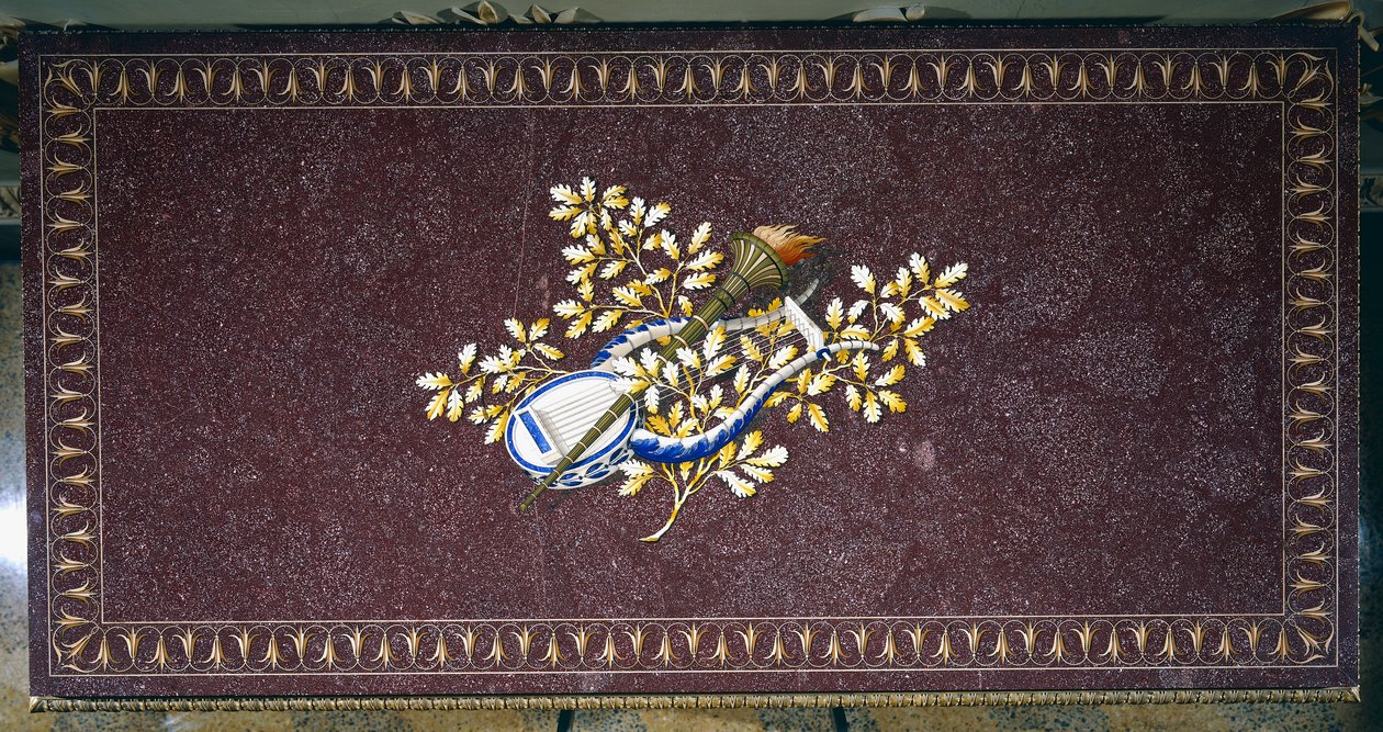 Dessus de table en porphyre avec mosaïque de pierres semi-précieuses, Italie - Italian School