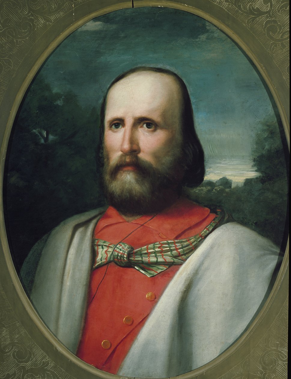 Portrait de Giuseppe Garibaldi (huile sur toile) - Italian School