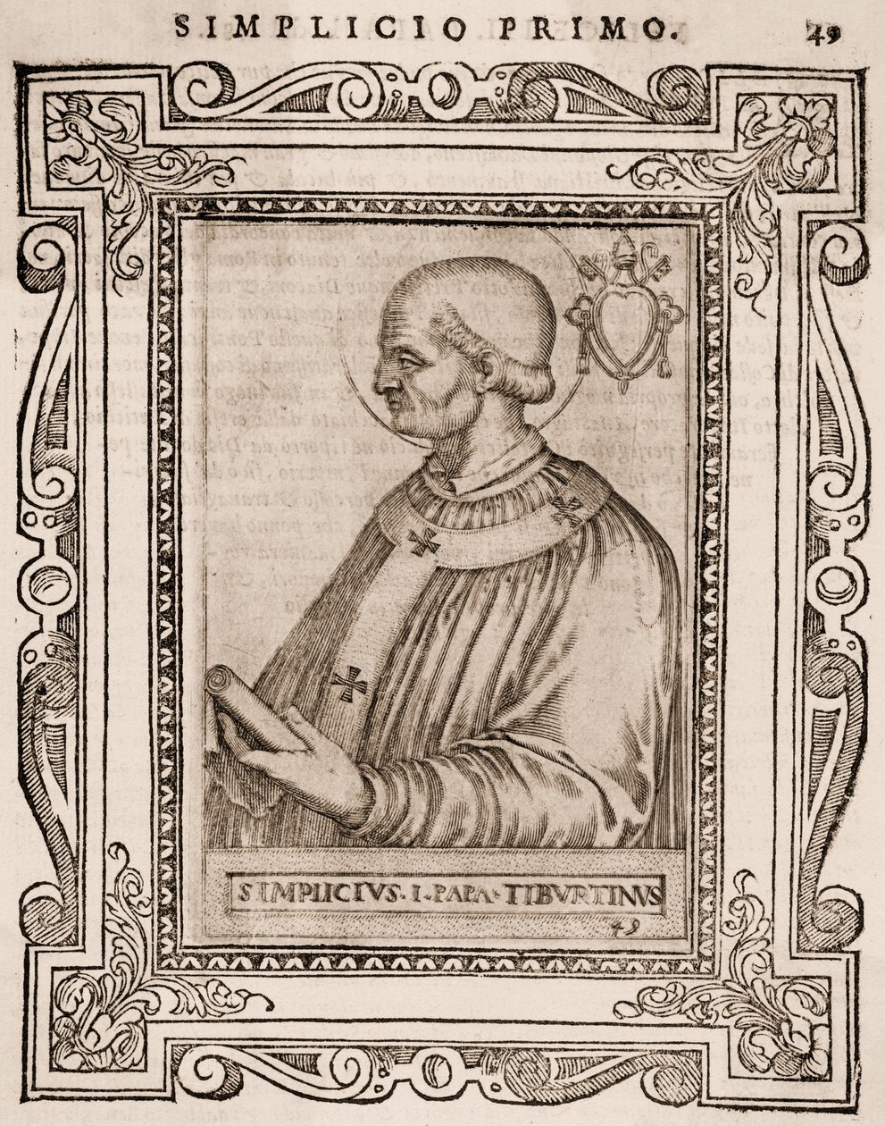 Portrait du pape Simplicius, vers 1760 (gravure) - Italian School