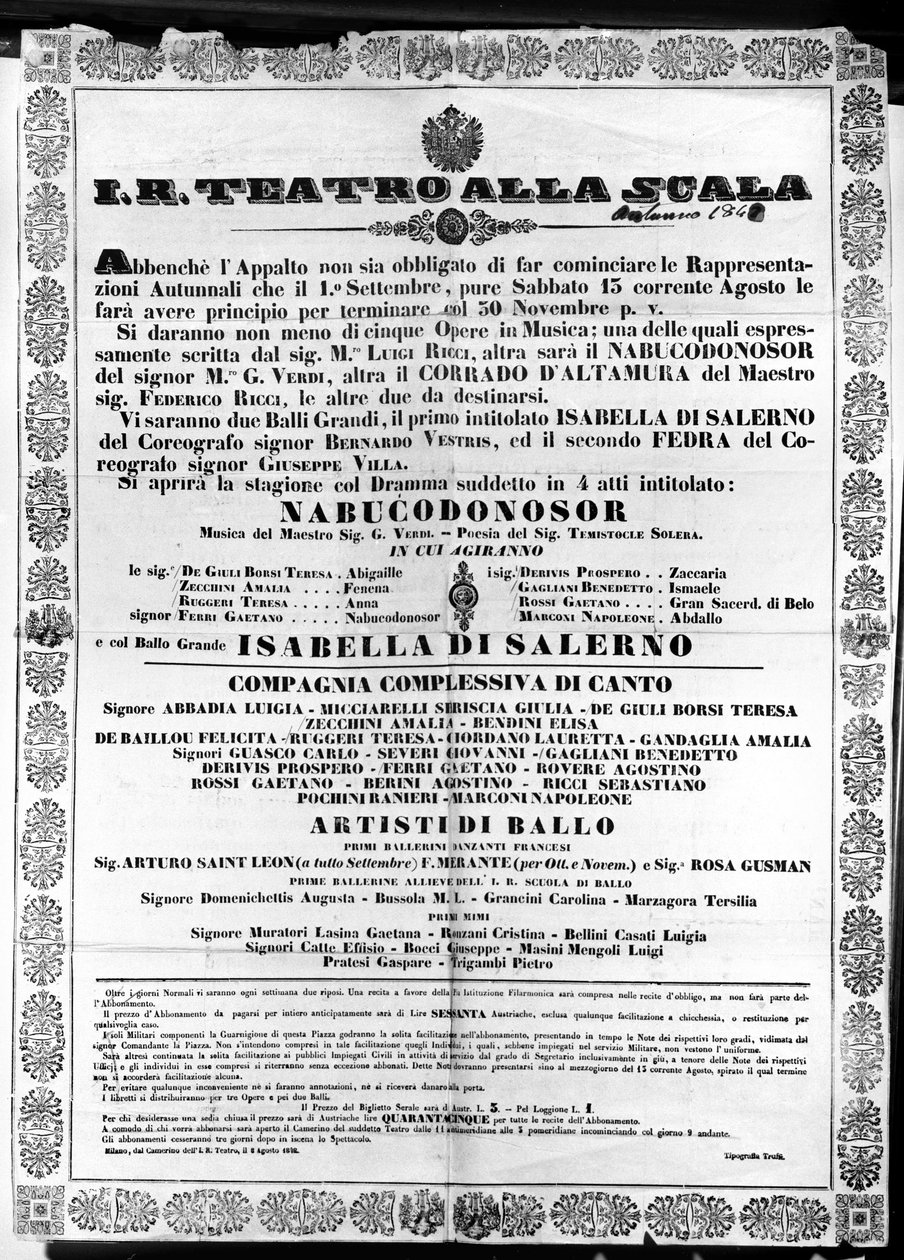 Affiche pour I.R. Teatro alla Scala, 