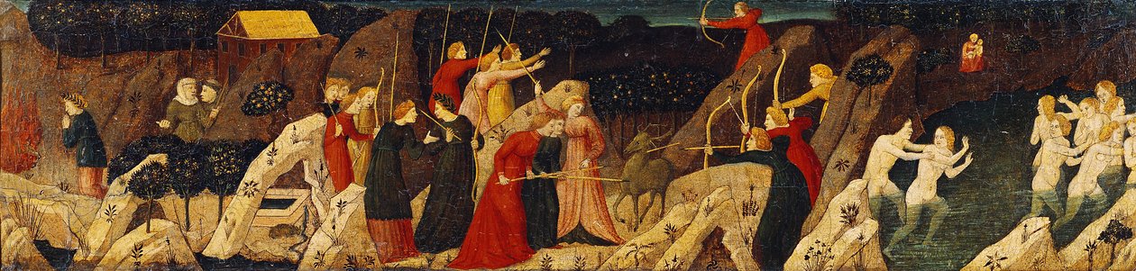 Scène de bataille avec arcs et flèches et la chasse - Italian School