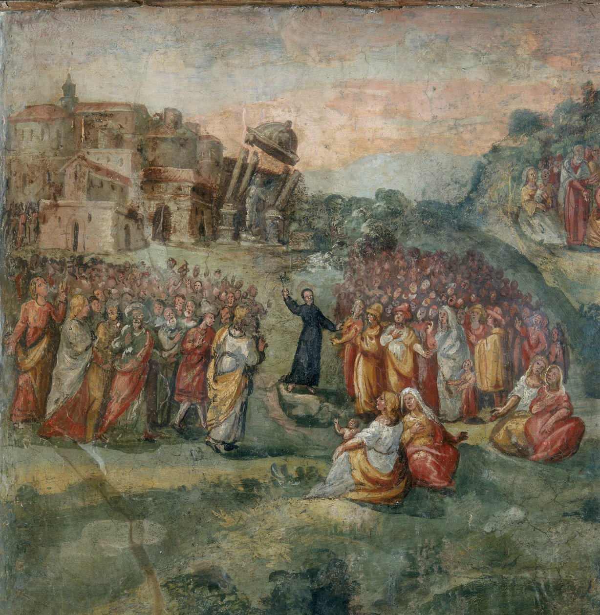Sermon de Saint Hippolyte, détail de la peinture du Martyre de Saint Hippolyte et de ses compagnons - Italian School