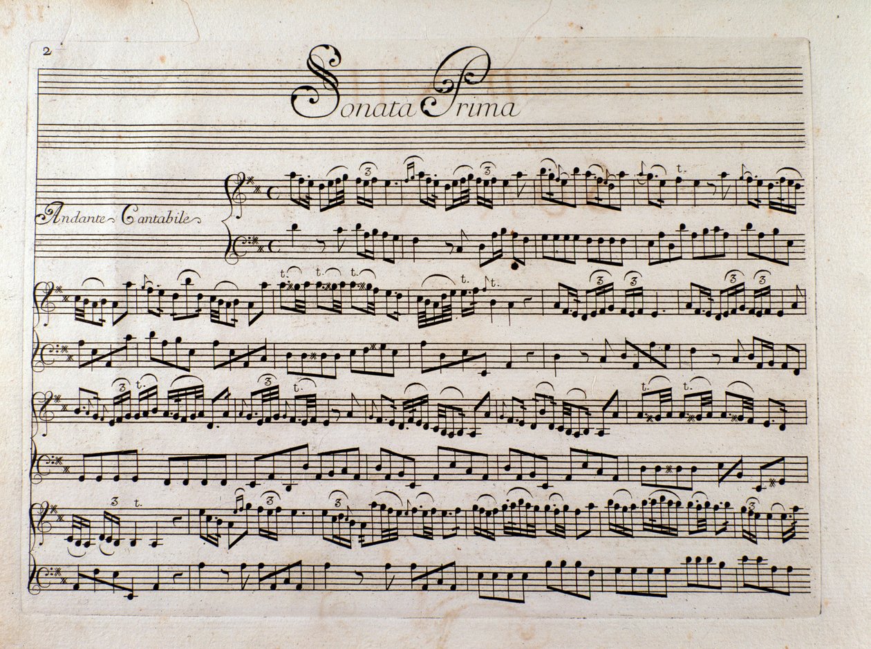 Page de partition pour « Sonate pour violon et basse continue » de Giuseppe Tartini - Italian School