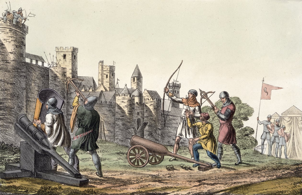 Soldats et artillerie du XVe siècle, planche 16 de The History of the Nations - Italian School
