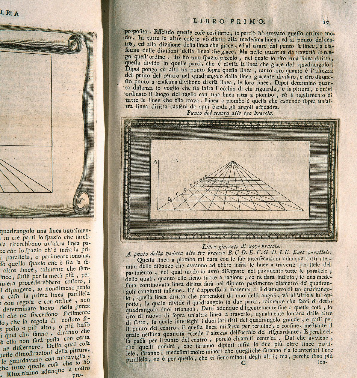 Étude sur la perspective en peinture - planche du premier livre de la série "De pictura" de Leon Battista Alberti (gravure) - Italian School