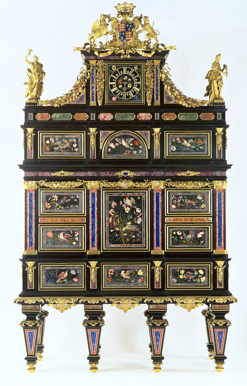 Le Cabinet de Badminton, c.1720-32 (pietra dura, ébène et or moulu) - Italian School