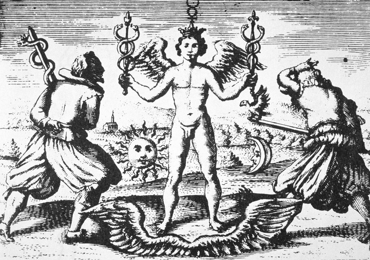 Le Mercure des philosophes, de Della Tramutatione Metallica par Giovanni Battista Nazari (1589) illustré dans une histoire de la magie publiée à la fin du 19e siècle - Italian School