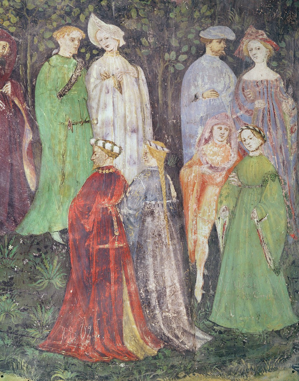 Le mois de juin, détail de nobles et dames marchant, c.1400 - Italian School