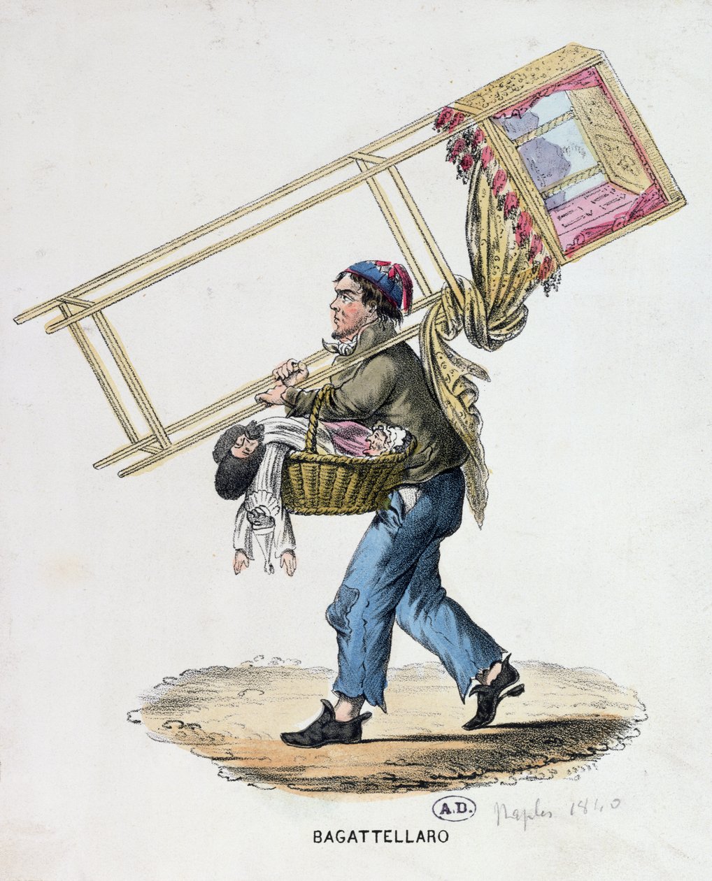 Le marionnettiste errant, vers 1840 - Italian School