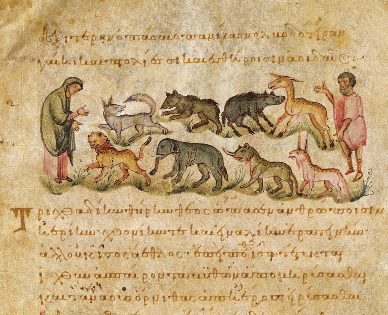 Traité sur les nombreuses espèces animales qui habitent la terre, illustration du Cynegetica par Oppian - Italian School