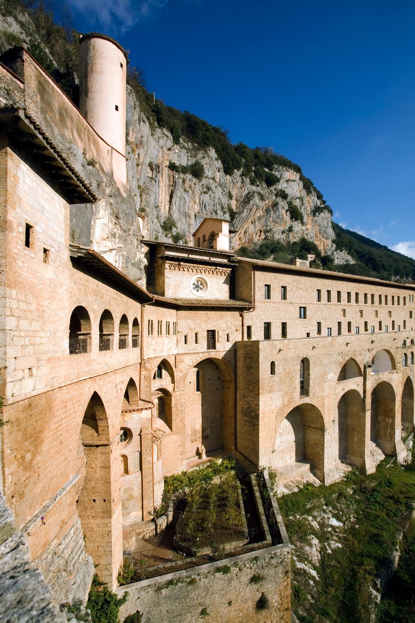 Vue du monastère de Saint Benoît (Sacro Speco) - Italian School