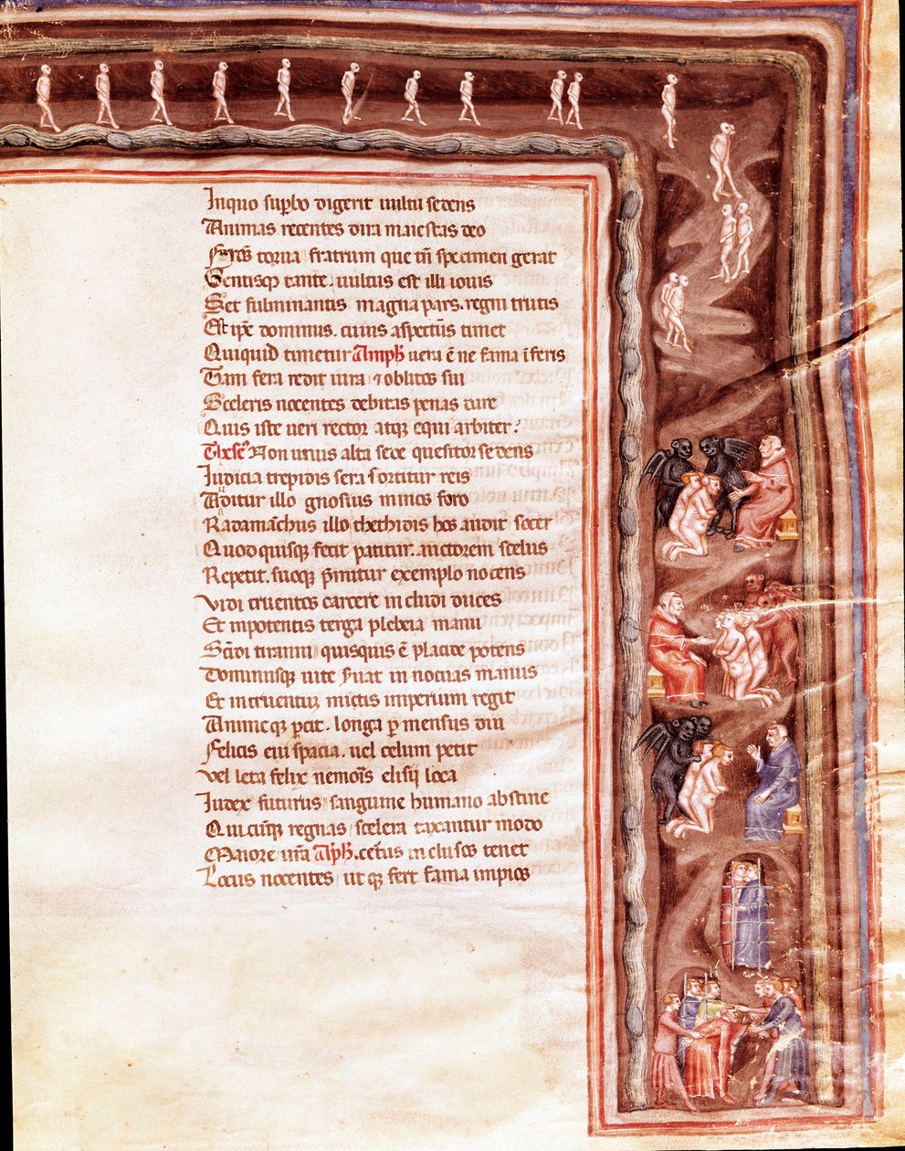 Vue des Enfers, illustration pour Hercule Furieux de Sénèque (miniature) - Italian School