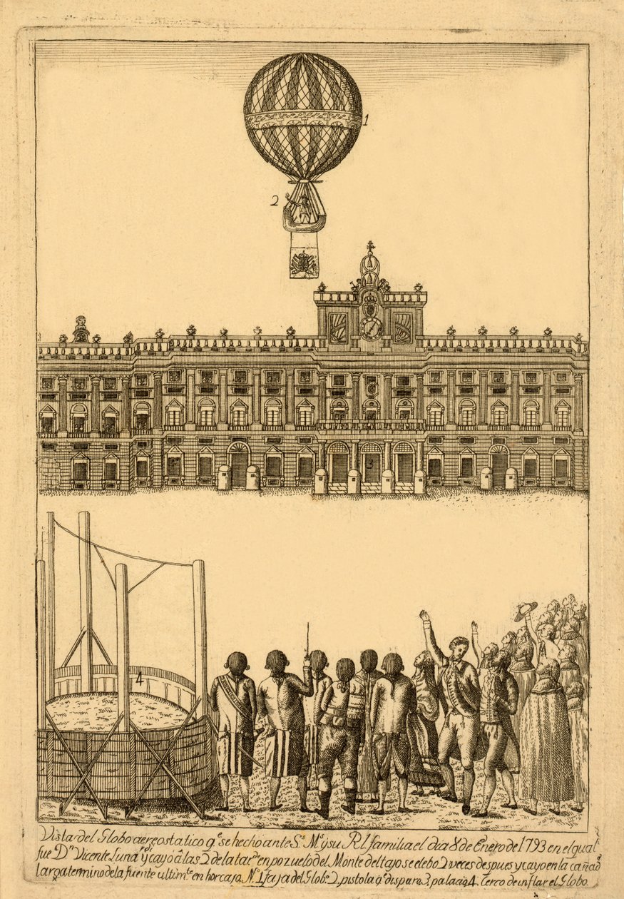 Vista del globo areostatico qe. se hecho ante, pub. 1793 - Italian School