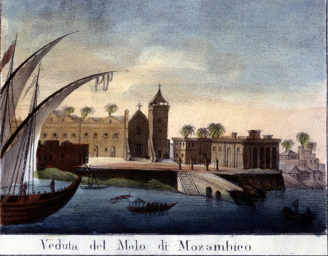 Quai au Mozambique, ancienne province portugaise - Italian School