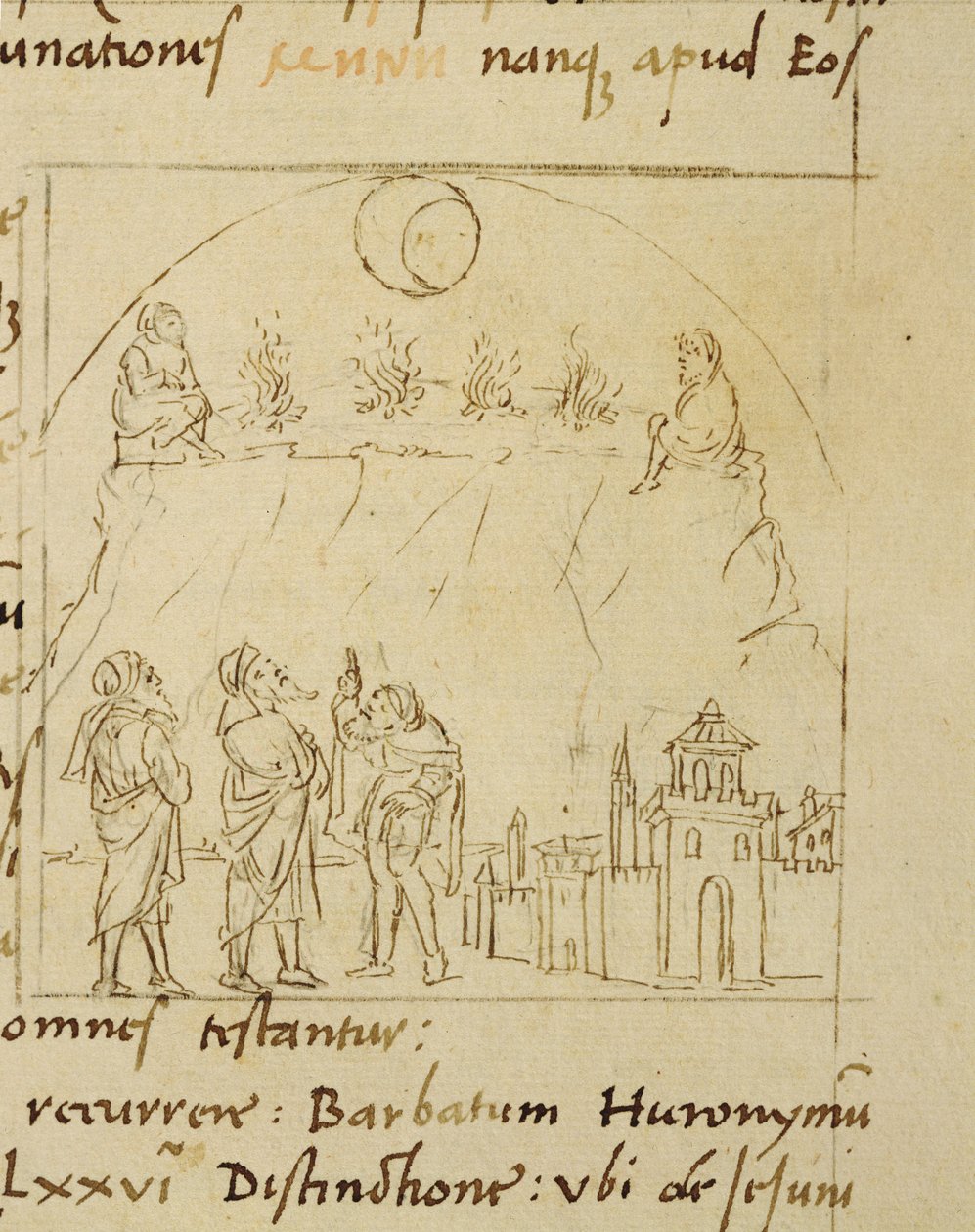 Ms.LAT.446 fol.2v Les sages étudient le mouvement des étoiles pour déterminer la date exacte de la Pâque, de Ortopascha par le Pèlerin Priscian - Italian School Italian School