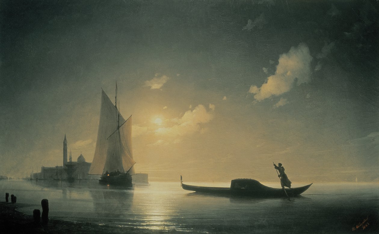 Gondolier en mer de nuit, 1843 - Ivan Konstantinovich Aivazovsky
