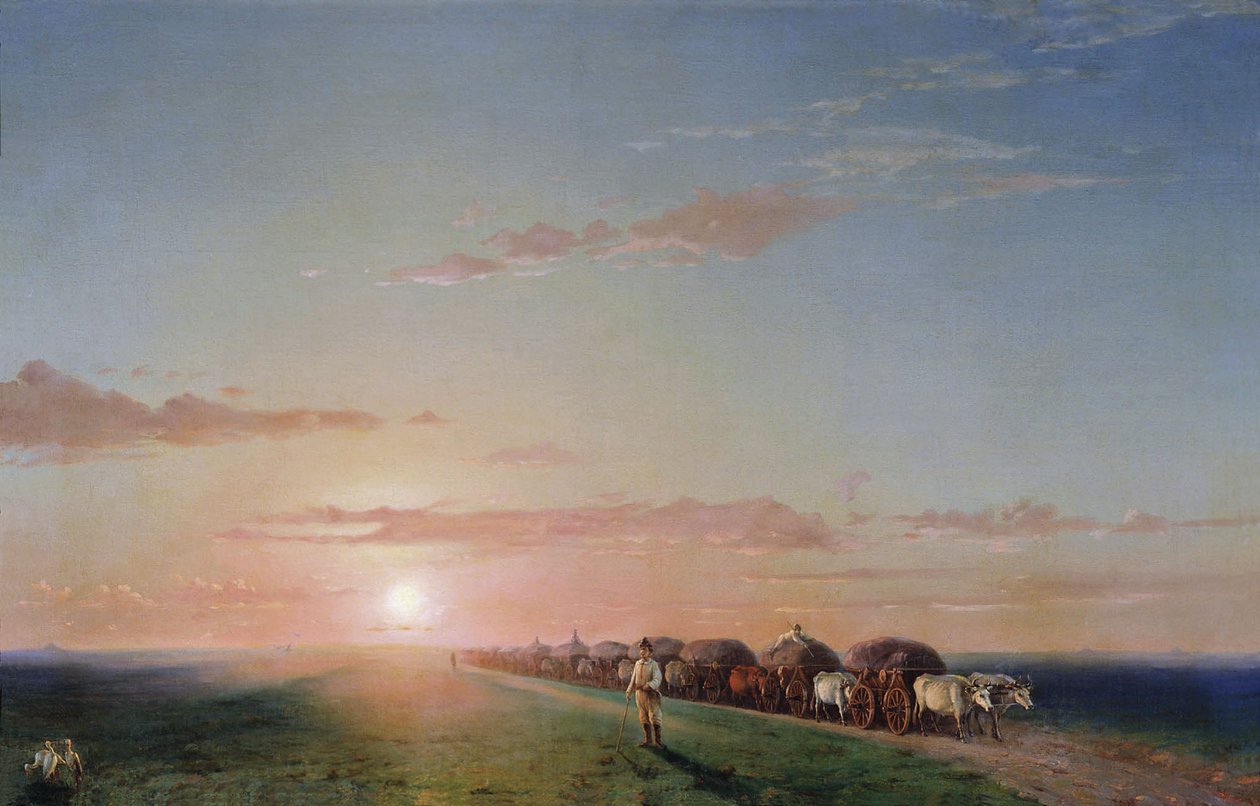 Un train de chariots dans le désert - Ivan Aivazovsky