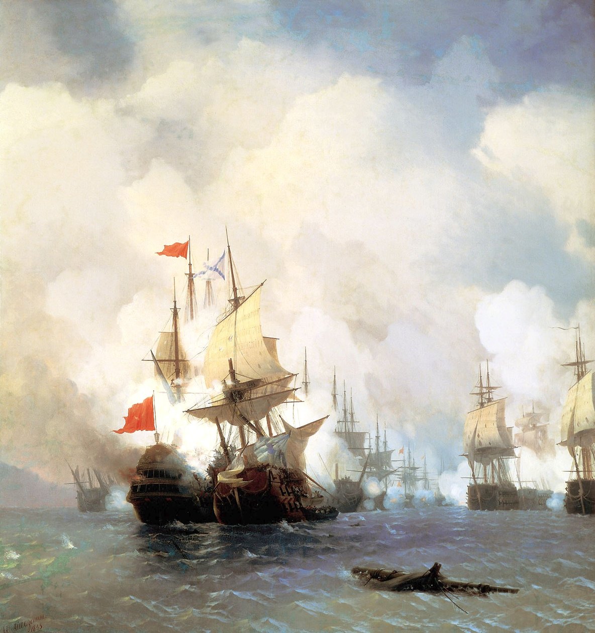 Russe : "Bataille dans le détroit de Chios le 24 juin 1770" Bataille de Chios le 24 juin 1770 - Ivan Aivazovsky