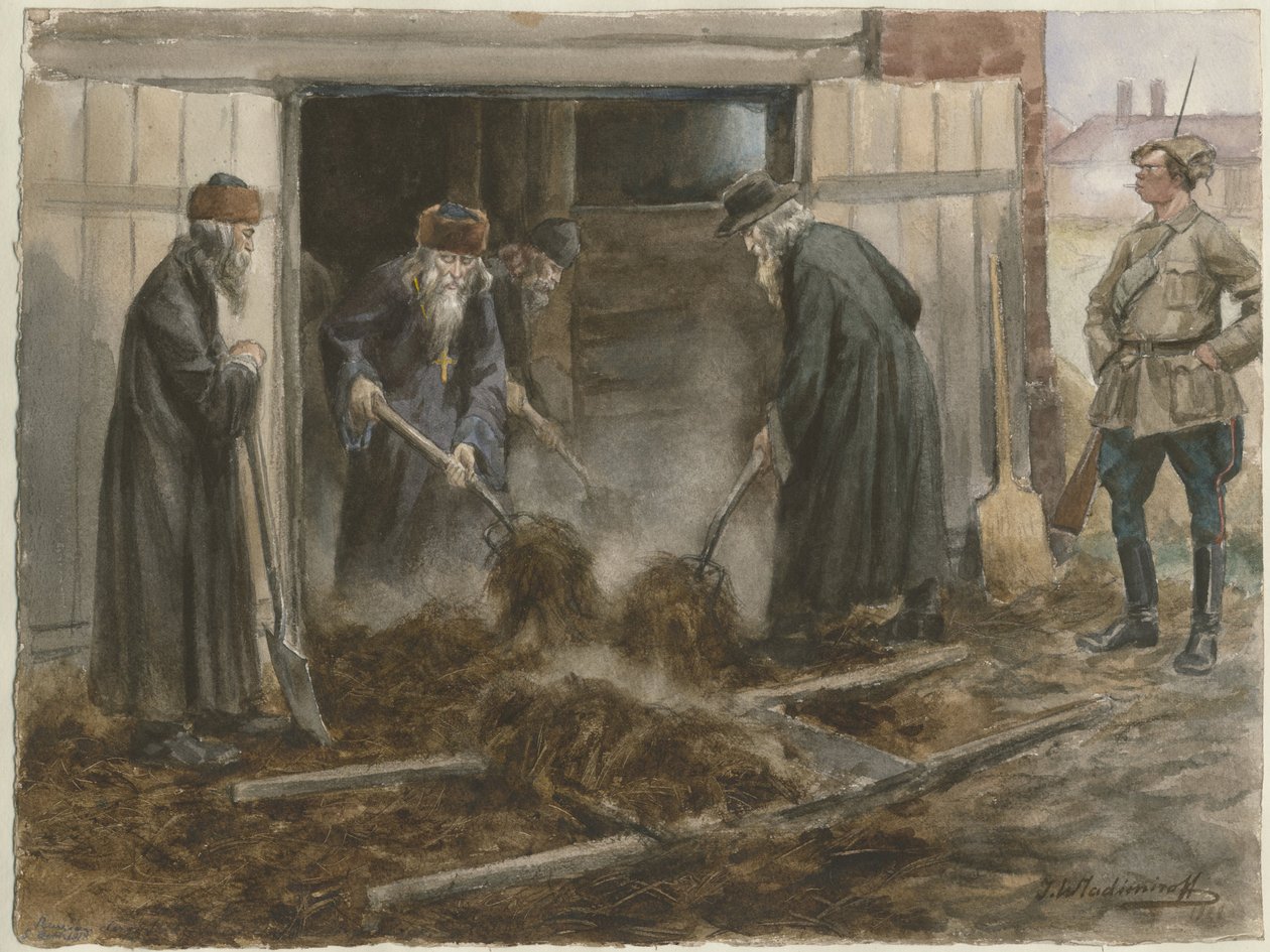 Clergé russe ramassant du foin : septembre 1918 de la série d