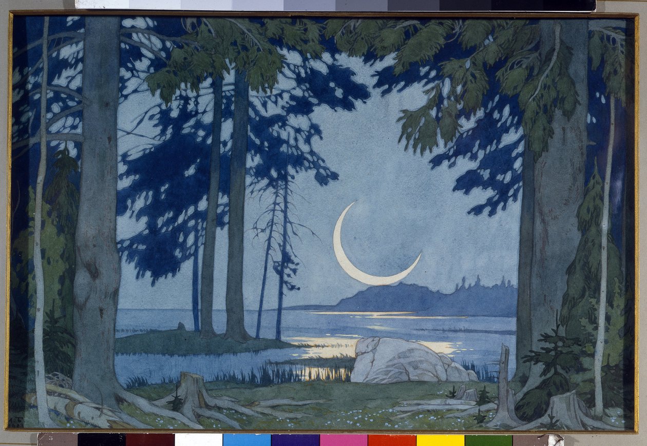 Clair de lune sur le lac Ilmen - Ivan Yakovlevich Bilibin