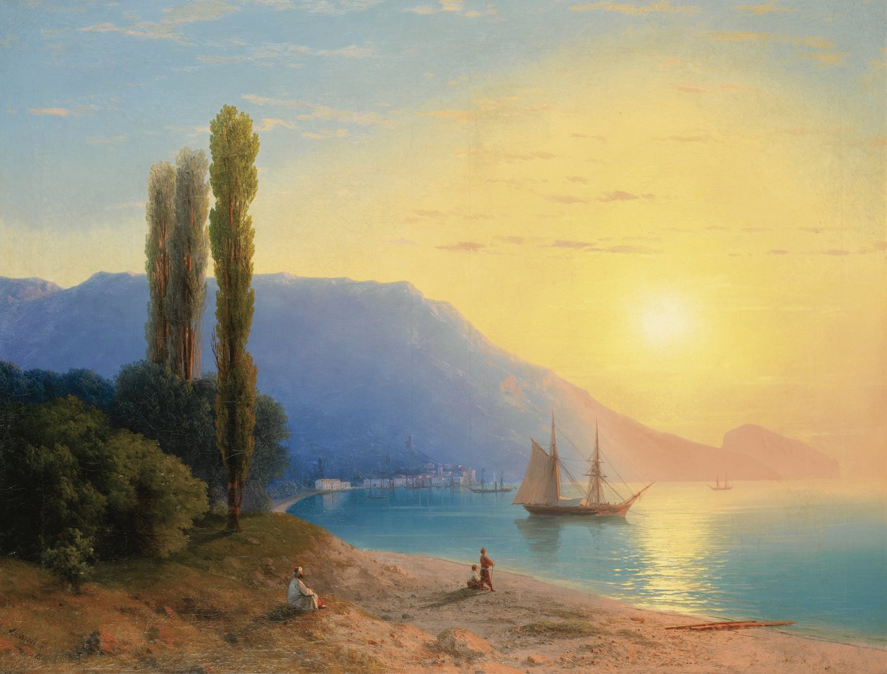 "Coucher de soleil sur Yalta en Crimée" Peinture d