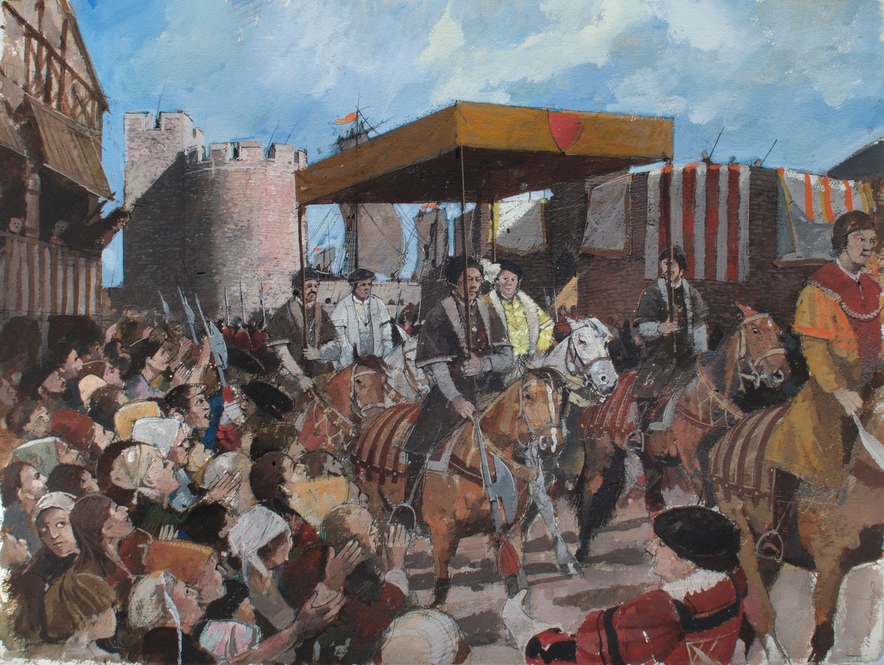 Vue reconstituée du cortège de couronnement du roi Édouard VI quittant la Tour de Londres en 1547 - Ivan Lapper